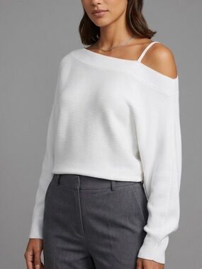 Forever 21 White Drop Shoulder Boxy Sweater